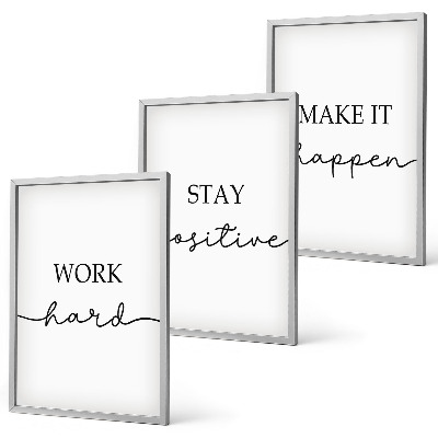 Set di 3 quadri Iscrizioni motivazionali minimaliste