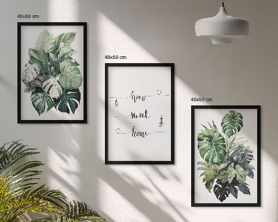 Composizione di quadri Foglie di Monstera ad acquerello