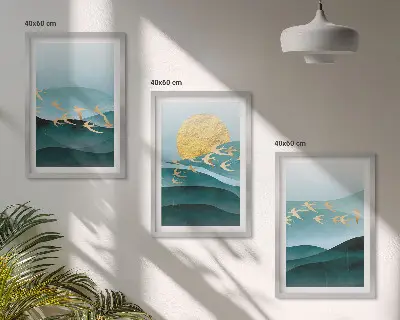 Set di quadri incorniciati con paesaggi astratti al tramonto