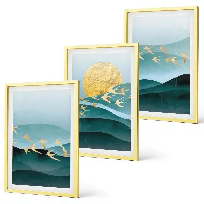 Set di quadri incorniciati con paesaggi astratti al tramonto