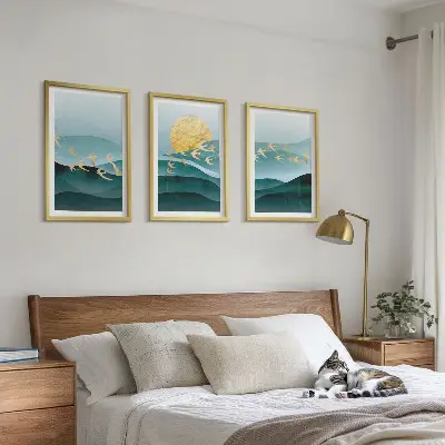 Set di quadri incorniciati con paesaggi astratti al tramonto