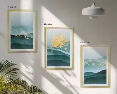 Set di quadri incorniciati con paesaggi astratti al tramonto