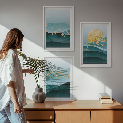 Set di quadri incorniciati Paesaggi astratti al tramonto