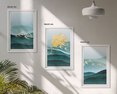 Set di quadri incorniciati Paesaggi astratti al tramonto