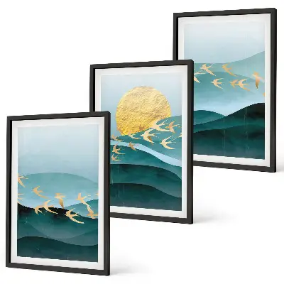 Set di quadri incorniciati con paesaggi astratti al tramonto