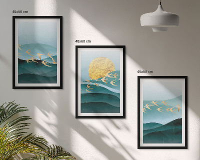 Set di quadri incorniciati Paesaggi astratti al tramonto