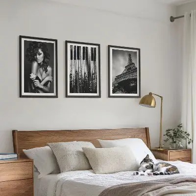 Ritratto di una donna con una rosa Eiffel set di 3 quadri