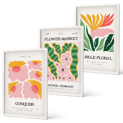 Set di quadri incorniciati Fiori foglie poster moderni