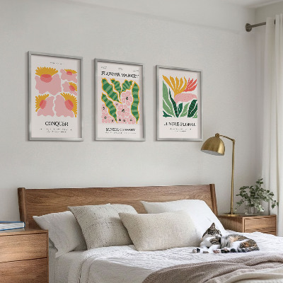 Set di quadri incorniciati Fiori foglie poster moderni