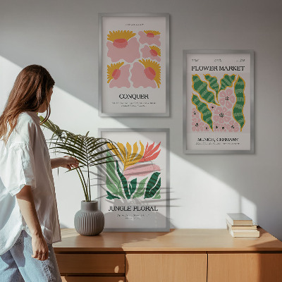 Set di quadri incorniciati Fiori foglie poster moderni