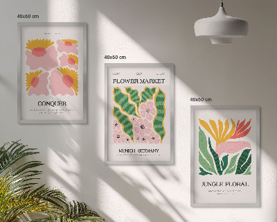 Set di quadri incorniciati Fiori foglie poster moderni