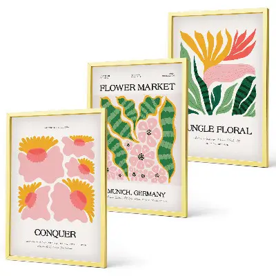 Set di quadri incorniciati con stampa moderna di fiori e foglie