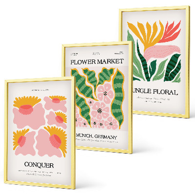 Set di quadri incorniciati Fiori foglie poster moderni