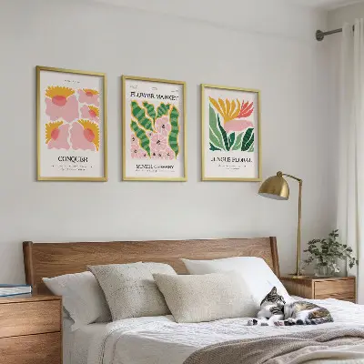 Set di quadri incorniciati con stampa moderna di fiori e foglie