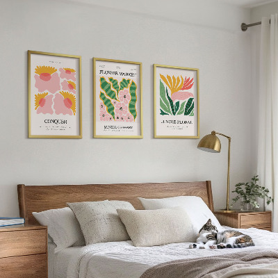 Set di quadri incorniciati Fiori foglie poster moderni