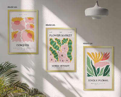 Set di quadri incorniciati Fiori foglie poster moderni