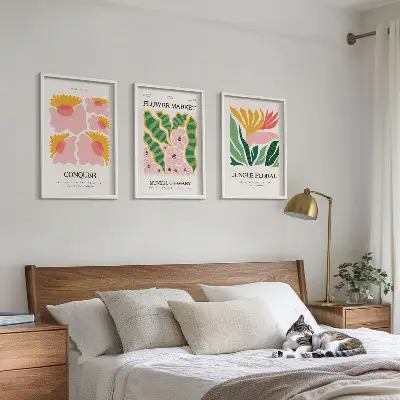 Set di quadri incorniciati con stampa moderna di fiori e foglie