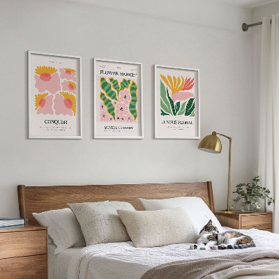 Set di quadri incorniciati Fiori foglie poster moderni