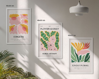 Set di quadri incorniciati Fiori foglie poster moderni