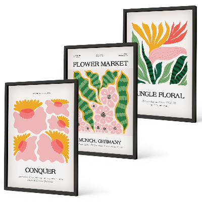 Set di quadri incorniciati Fiori foglie poster moderni