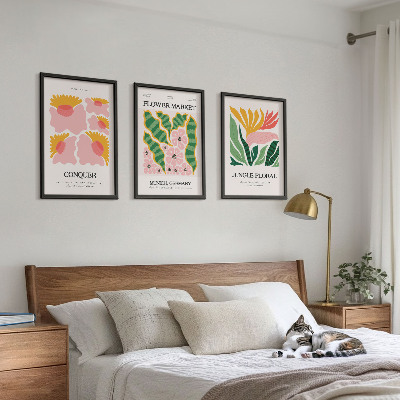 Set di quadri incorniciati Fiori foglie poster moderni