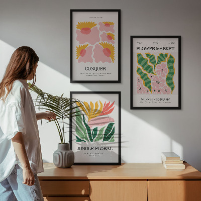 Set di quadri incorniciati Fiori foglie poster moderni