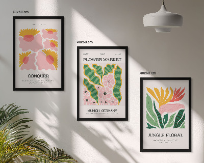 Set di quadri incorniciati Fiori foglie poster moderni