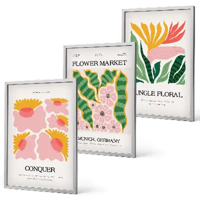 Set di quadri incorniciati con stampa moderna di fiori e foglie