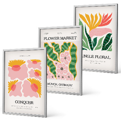 Set di quadri incorniciati Fiori foglie poster moderni
