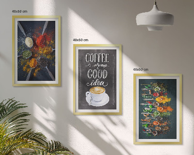 Set di 3 quadri Spezie, caffè, erbe aromatiche, motivi