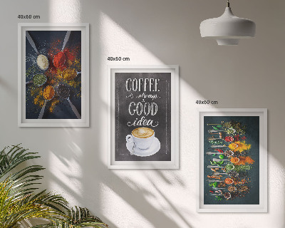 Set di 3 quadri Spezie, caffè, erbe aromatiche, motivi