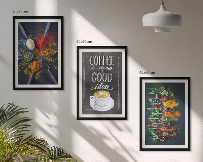 Set di 3 quadri Spezie, caffè, erbe aromatiche, motivi