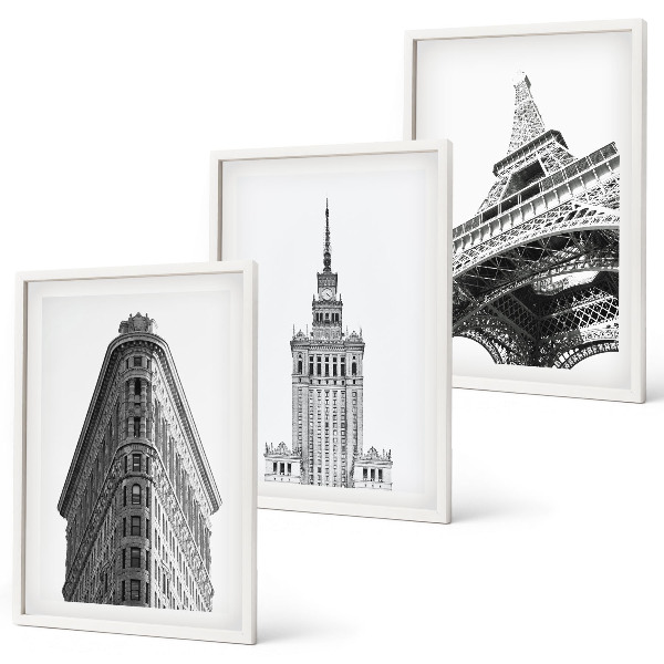 Set di quadri incorniciati Edifici architettonici in bianco e nero