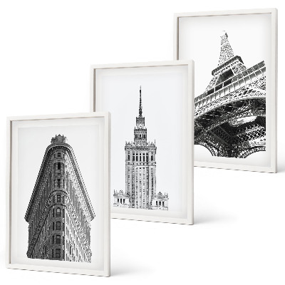 Set di quadri incorniciati Edifici architettonici in bianco e nero