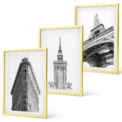 Set di quadri incorniciati con edifici architettonici in bianco e nero