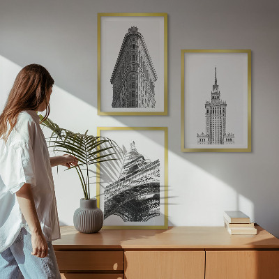 Set di quadri incorniciati Edifici architettonici in bianco e nero