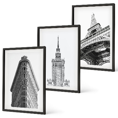 Set di quadri incorniciati Edifici architettonici in bianco e nero