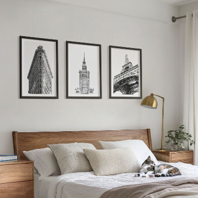 Set di quadri incorniciati Edifici architettonici in bianco e nero