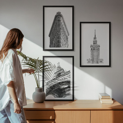 Set di quadri incorniciati Edifici architettonici in bianco e nero