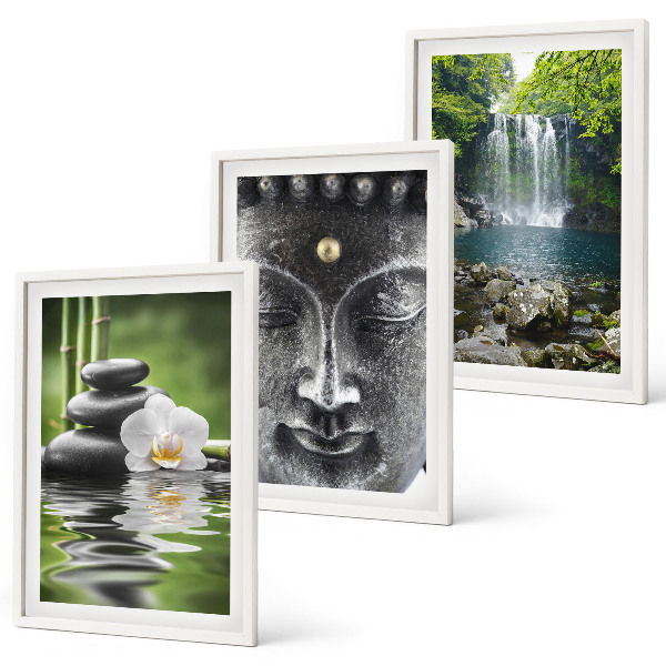 Set di 3 quadri Pietre dell'armonia Buddha dell'acqua