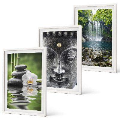 Set di 3 quadri Pietre dell'armonia Buddha dell'acqua