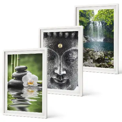 Set di 3 quadri Pietre dell'armonia Buddha dell'acqua set di 3 quadri con pietre dell'armonia e buddha dell'acqua
