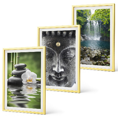 Set di 3 quadri Pietre dell'armonia Buddha dell'acqua