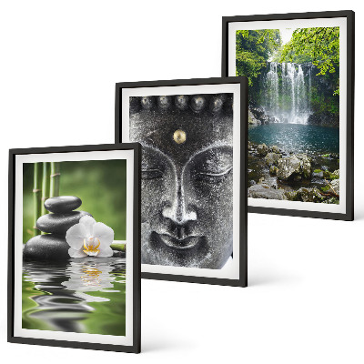 Set di 3 quadri Pietre dell'armonia Buddha dell'acqua