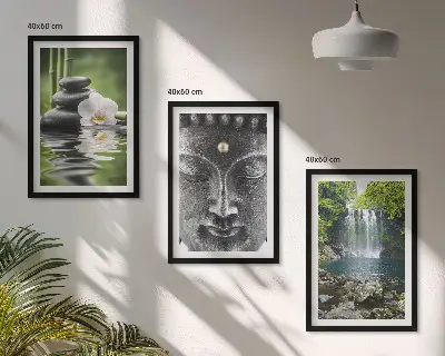 Set di 3 quadri Pietre dell'armonia Buddha dell'acqua set di 3 quadri con pietre dell'armonia e buddha dell'acqua