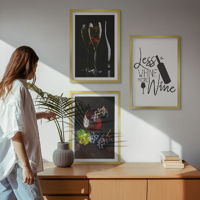 Composizione di quadri Bicchieri da vino con uva e scritta