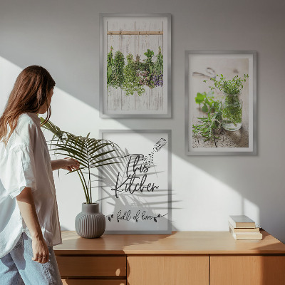 Set di 3 quadri Tema cucina con erbe aromatiche essiccate