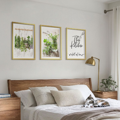 Set di 3 quadri Tema cucina con erbe aromatiche essiccate