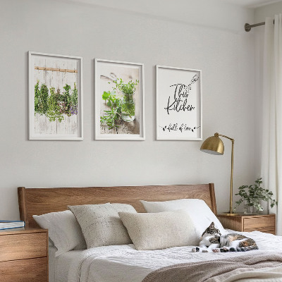 Set di 3 quadri Tema cucina con erbe aromatiche essiccate