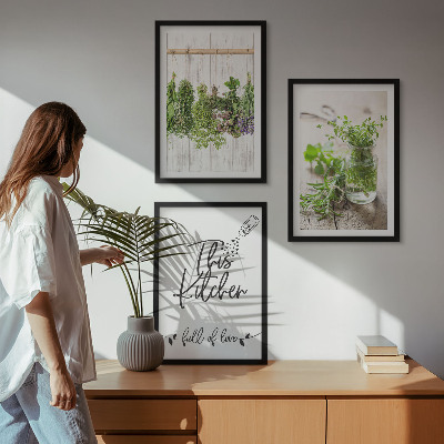 Set di 3 quadri Tema cucina con erbe aromatiche essiccate